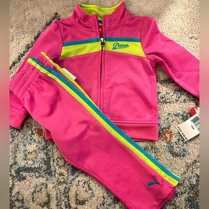 NWT Puma Kids Vibrant Pink and Lime Athletic Set